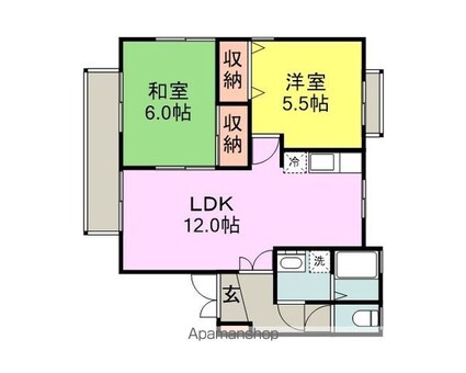 エクセルハイツ南[2LDK/58m2]の間取図