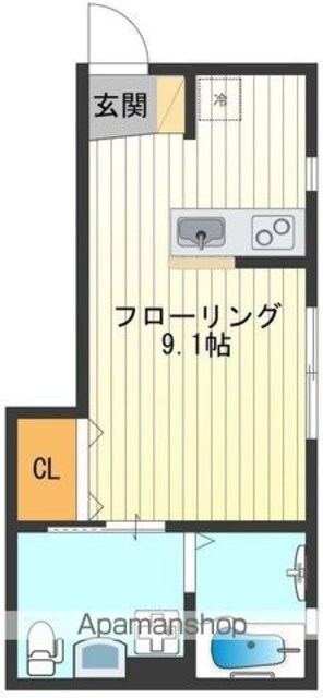 ａｐａｒｔｍｅｎｔ藤[1R/23.02m2]の間取図