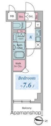 ジニア深川住吉[1K/25.26m2]の間取図