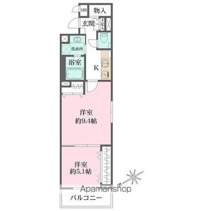 ＳＩＬＶＥＲＡＤＯ　ＳＨＩＢＡＳＡＫＩーＣＨＯ[2K/44.31m2]の間取図