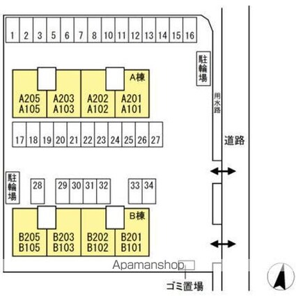 セレクト川内　Ａ棟[2LDK/55.32m2]の配置図