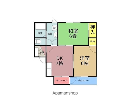ユートピア久保５号棟[2DK/44.92m2]の間取図
