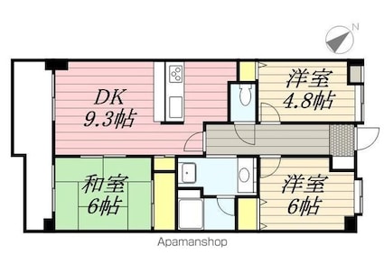 ソレイユ松戸[3DK/64.73m2]の間取図