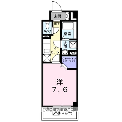 ピーノ　グランデ[1K/28.6m2]の間取図