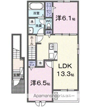 ルミナーレ荒川沖　Ⅰ[2LDK/59.55m2]の間取図