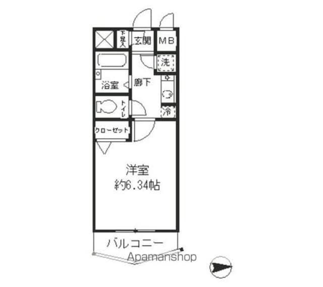 レジディア新中野[1K/20.4m2]の間取図