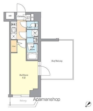 東京都渋谷区西原２丁目[1K/25.2m2]の間取図