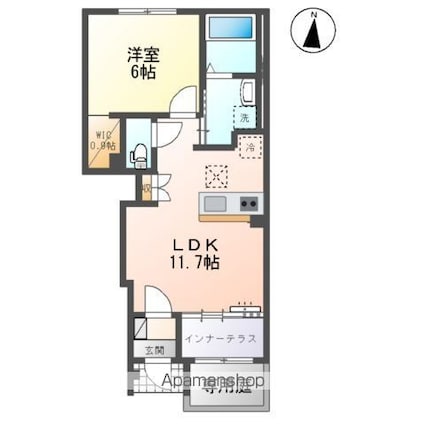 ブリスフォート[1LDK/43.21m2]の間取図