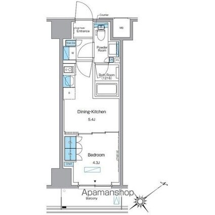 ルフォンプログレ赤塚[1DK/25.29m2]の間取図