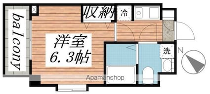 レスポワール・多摩川[1K/20.63m2]の間取図