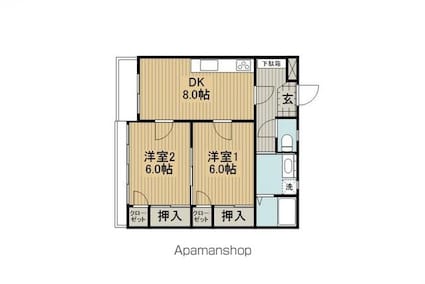 アップルガーデンコーポⅡ[2DK/50.62m2]の間取図