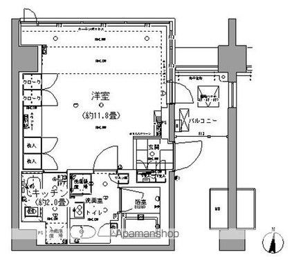 ガーデニエール砧レジデンス[1K/34.78m2]の間取図