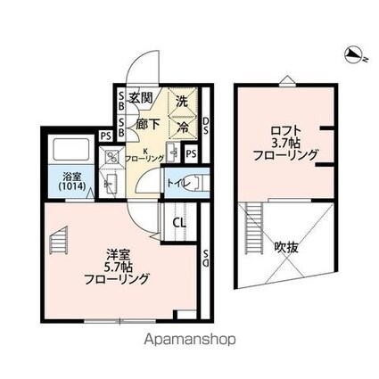 エクセラン高砂[1K/18.56m2]の間取図