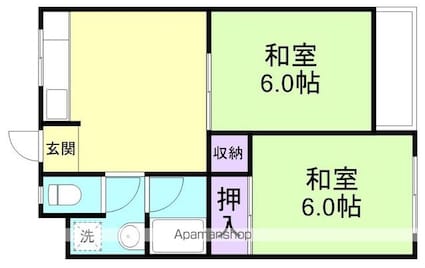 園村マンション[2DK/41.31m2]の間取図