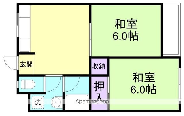 園村マンション[2DK/41.31m2]の間取図