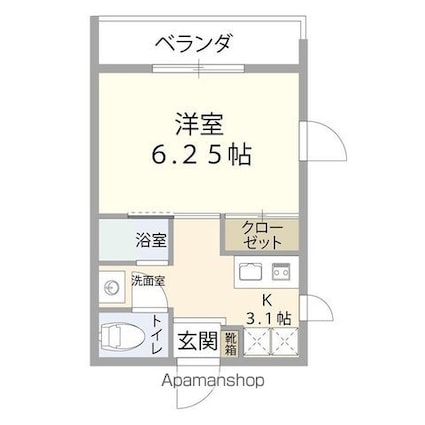 エクセレントＴｏｍｏｓ[1K/20.65m2]の間取図