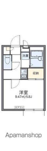 レオパレスエミール[1K/19.87m2]の間取図