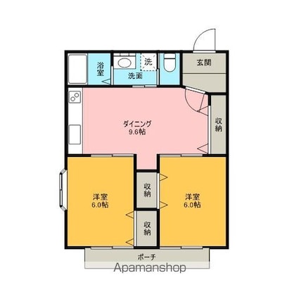 グラシアス・レオーネⅡ・Ⅲ[2DK/49.2m2]の間取図