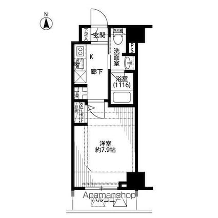プレール・ドゥーク浜松町[1K/26.08m2]の間取図