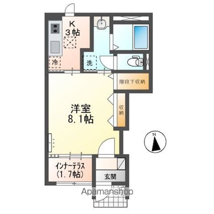 マージュ（ｍａｒｇｅ）[1K/33.86m2]の間取図