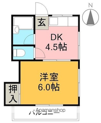 町田マンション[1DK/23.1m2]の間取図