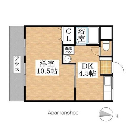 竹美ハイツ[1DK/32.9m2]の間取図