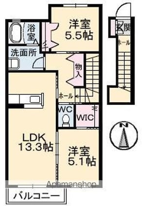 シャーメゾン上林[2LDK/60.87m2]の間取図