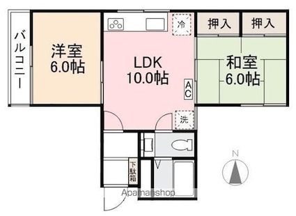 番町ブリックガーデン京都[2LDK/49.28m2]の間取図