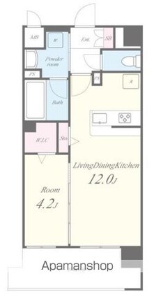 グレースリバー中之島[1LDK/40.01m2]の間取図