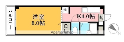 リバープール桟四Ⅱ[1K/24.8m2]の間取図