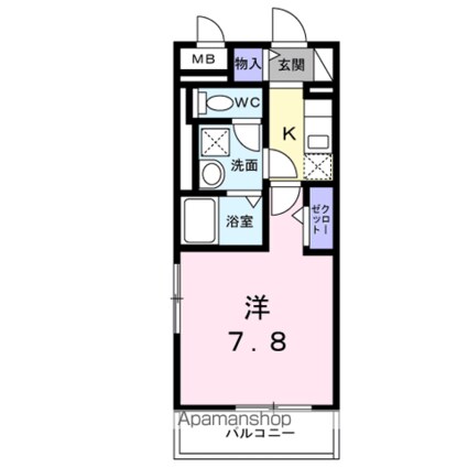 パークランド国立[1K/25.91m2]の間取図