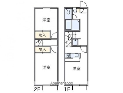レオパレス新名[2DK/49.68m2]の間取図
