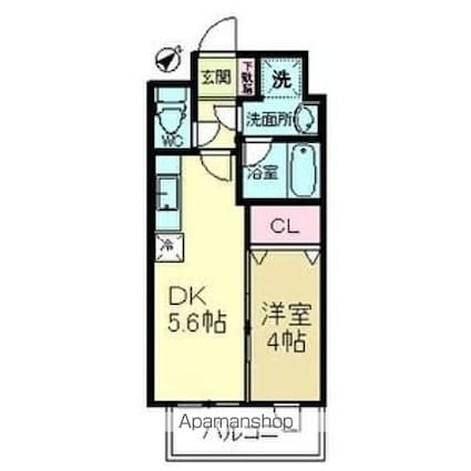 エルスタンザ子平町[1DK/26.64m2]の間取図
