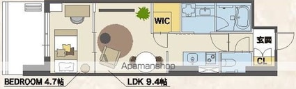 シーズンフラッツ上杉[1LDK/36.02m2]の間取図