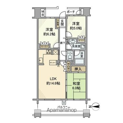 グランドオペラつつじヶ丘[3LDK/70.85m2]の間取図