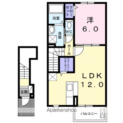 サフィラスＢ[1LDK/45.78m2]の間取図