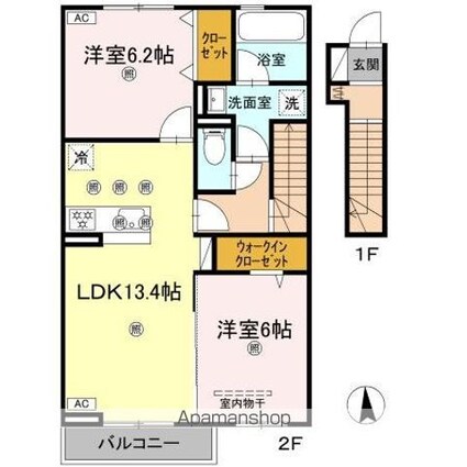 Ｄーｒｏｏｍ　ＳａｃｈｉＩＩＩ[2LDK/64.39m2]の間取図