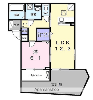 リボーン明誠[1LDK/46.61m2]の間取図