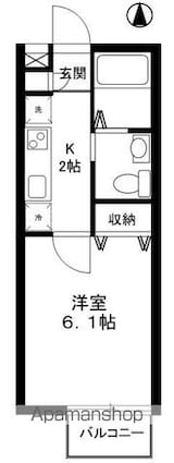 アヴェネンテ世田谷[1K/20.13m2]の間取図