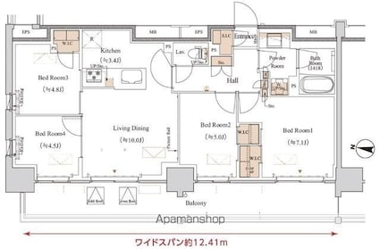 ブランシエスタ木場[4LDK/75.85m2]の間取図