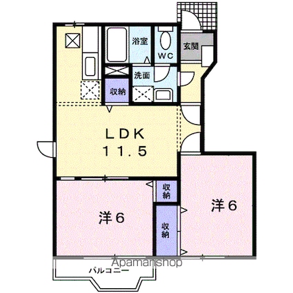 メイプルフォレストⅡ[2LDK/51.79m2]の間取図