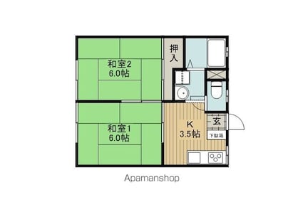 パナハイツＦ[2K/35m2]の間取図