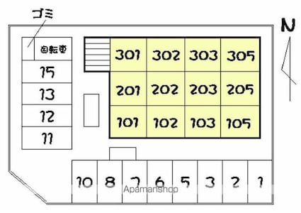 シルク林[1K/25.12m2]の配置図