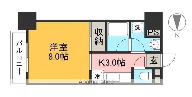 高知県高知市桟橋通１丁目[1K/27.36m2]の間取図
