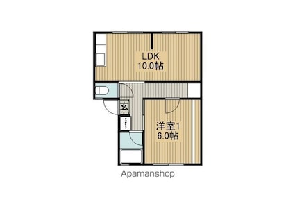 スクエア山寺[1LDK/38.09m2]の間取図