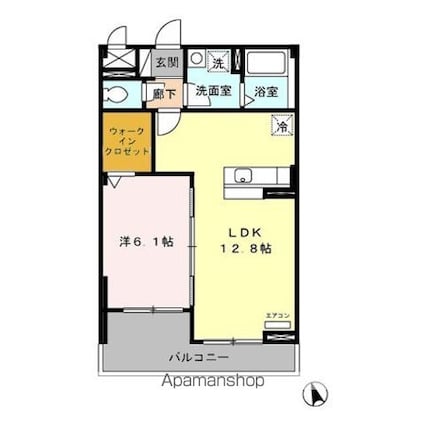 ファミール河内[1LDK/44.19m2]の間取図