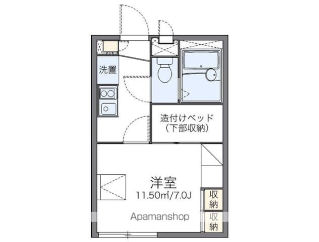 レオパレスレスポワール[1K/19.87m2]の間取図