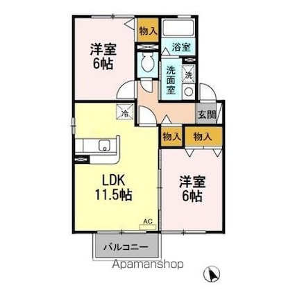 ロイヤルガーデン沢村　ＤＥＦ[2LDK/53.76m2]の間取図