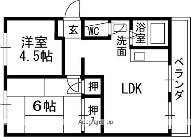 御殿山コーポA棟の間取り写真