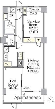 プライムガーデン赤塚[1SLDK/55.22m2]の間取図